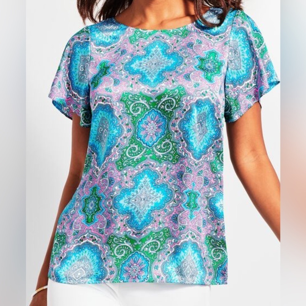 Talbots Blue and Green Paisley Blouse